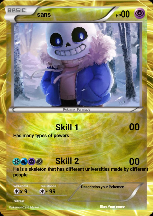 sans pokemon card A sans pokemon card :3