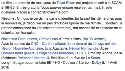 NOVANIMA's tweet photo. La réalisatrice Tuyet Pham est interviewé sur TV5 Monde à propos du film La prunelle de mes yeux. @NOVANIMA @Ecla https://t.co/aOocgqCvmU https://t.co/ygNJfHBMGk