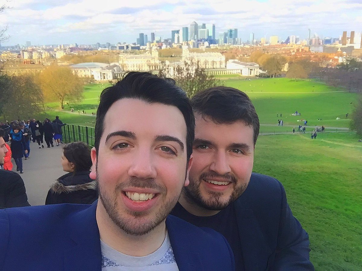 jed_dwight's tweet photo. The perfect spring day to make a trip to #Greenwich with @ElliotColburn. Absolutely stunning! 🌞👨❤️👨 #WhereTimeBegan @Royal_Greenwich https://t.co/fzqL3ndX9U