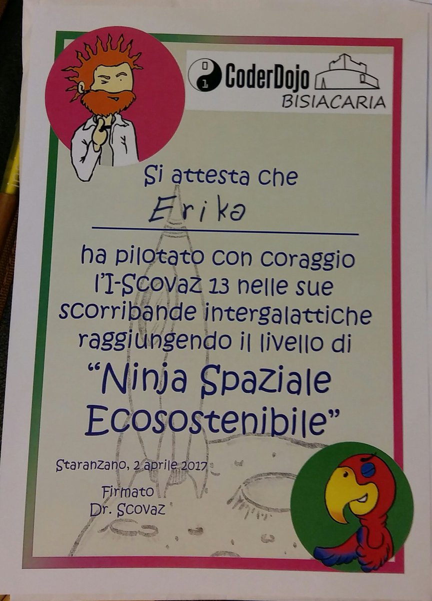 LattugaTweet's tweet image. #coderdojofvg #coderdojobisiacaria diploma di fine anno