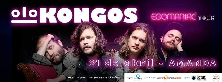 .<a href="/KONGOS/">KONGOS</a>  llega a Chile para presentar en <a href="/ClubAmanda_/">ClubAmanda</a>   su más reciente trabajo discográfico #Egomaniac →ow.ly/gGbm30arSZf