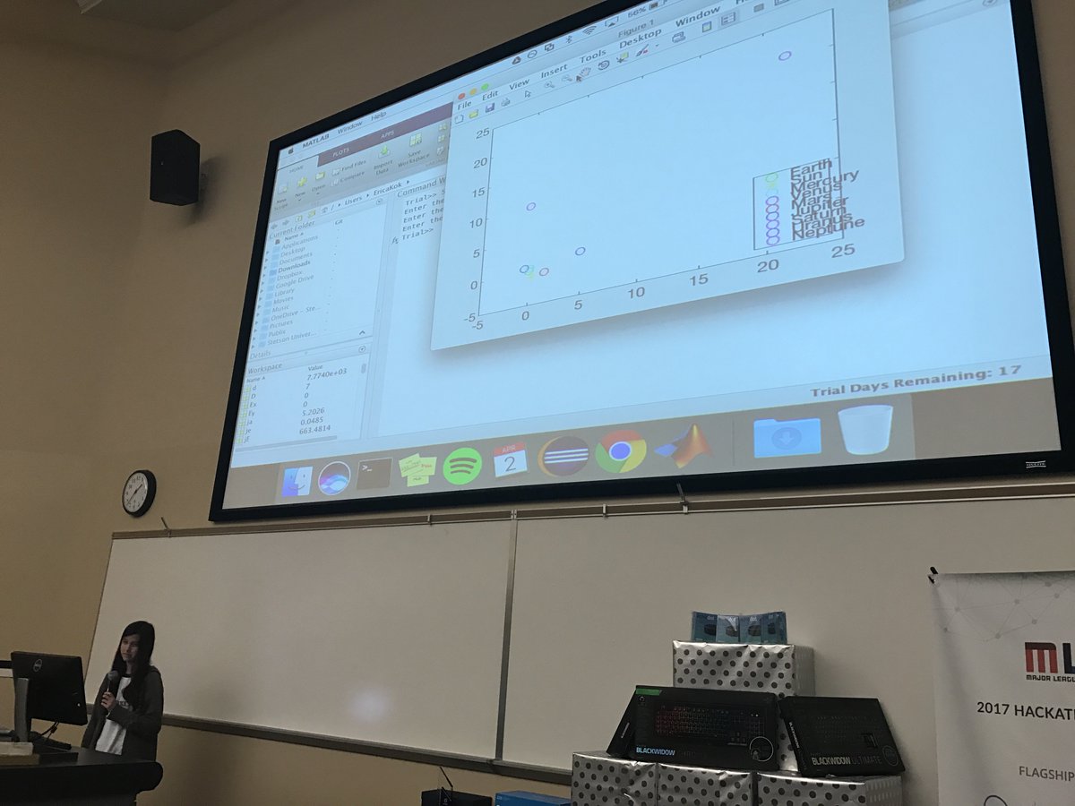 Solar System Model is a MATLAB script that visualizes the locations of the planets on any given day! #sudo2017