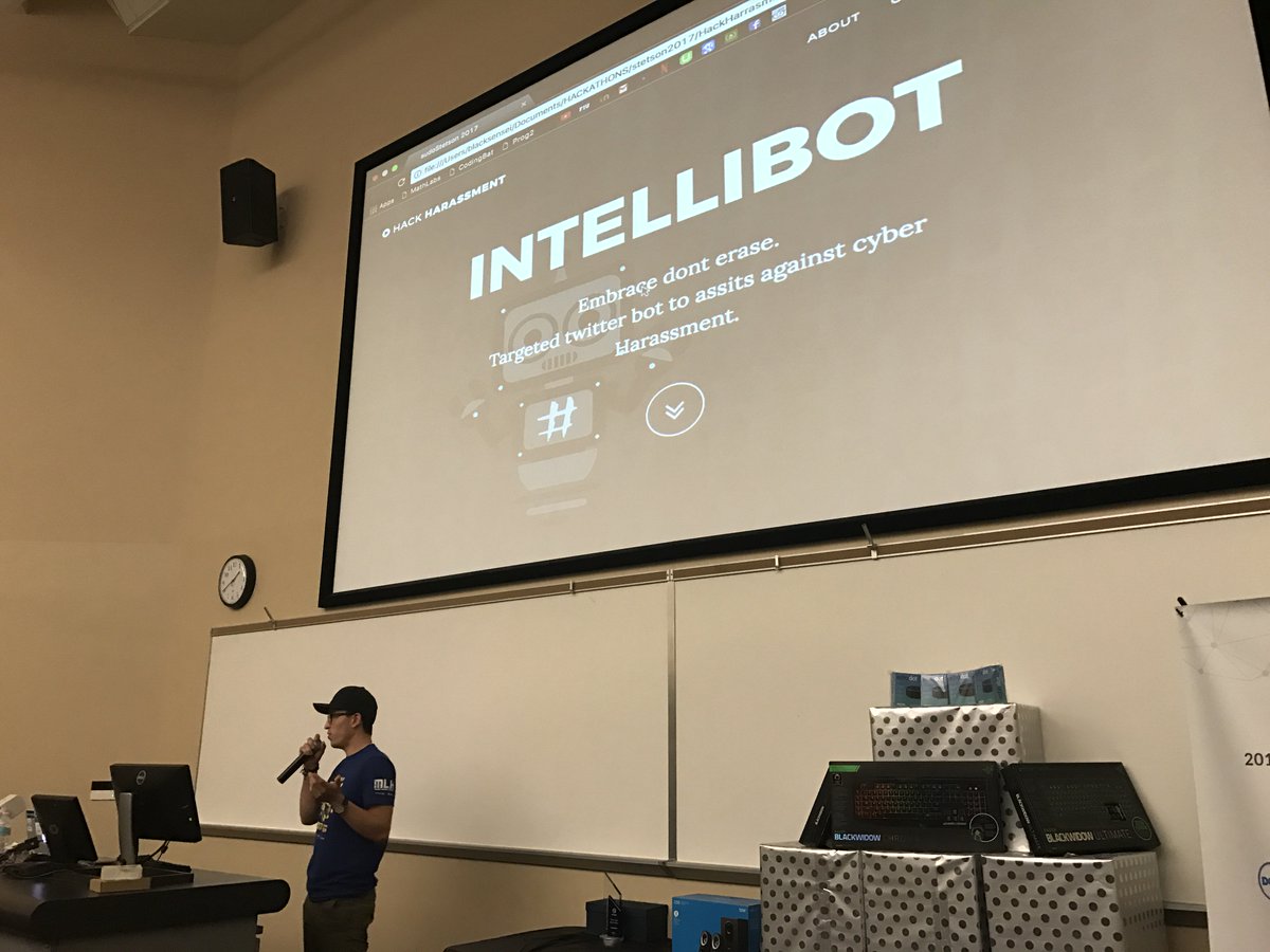 IntelliBot is a twitter bot that helps to promote anti-harassment content. #sudo2017 #hackharassment