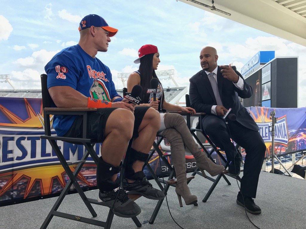 Thecoachrules's tweet photo. Hanging out with @JohnCena and @BellaTwins on @SportsCenter https://t.co/4ABC0p6YQj