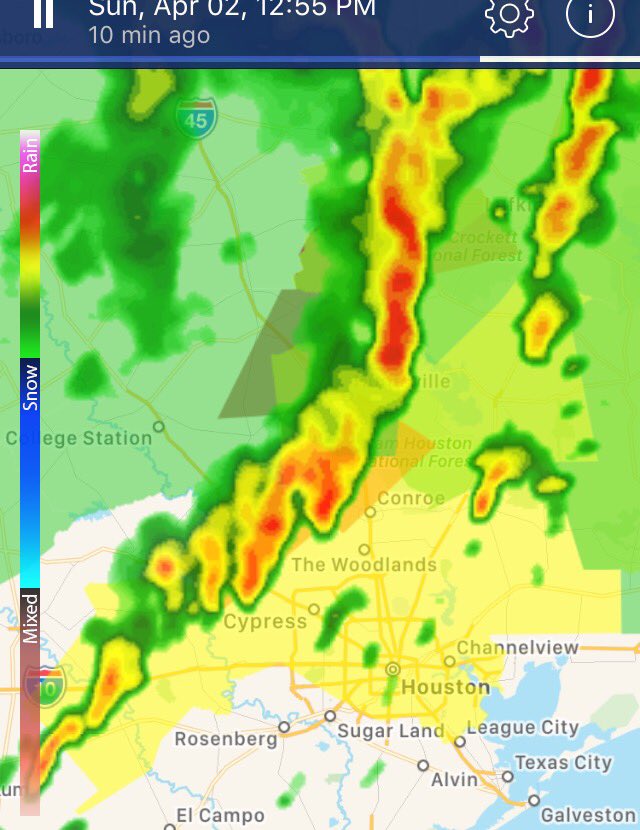 Moving northeast. Lake Conroe to get the worst of it.