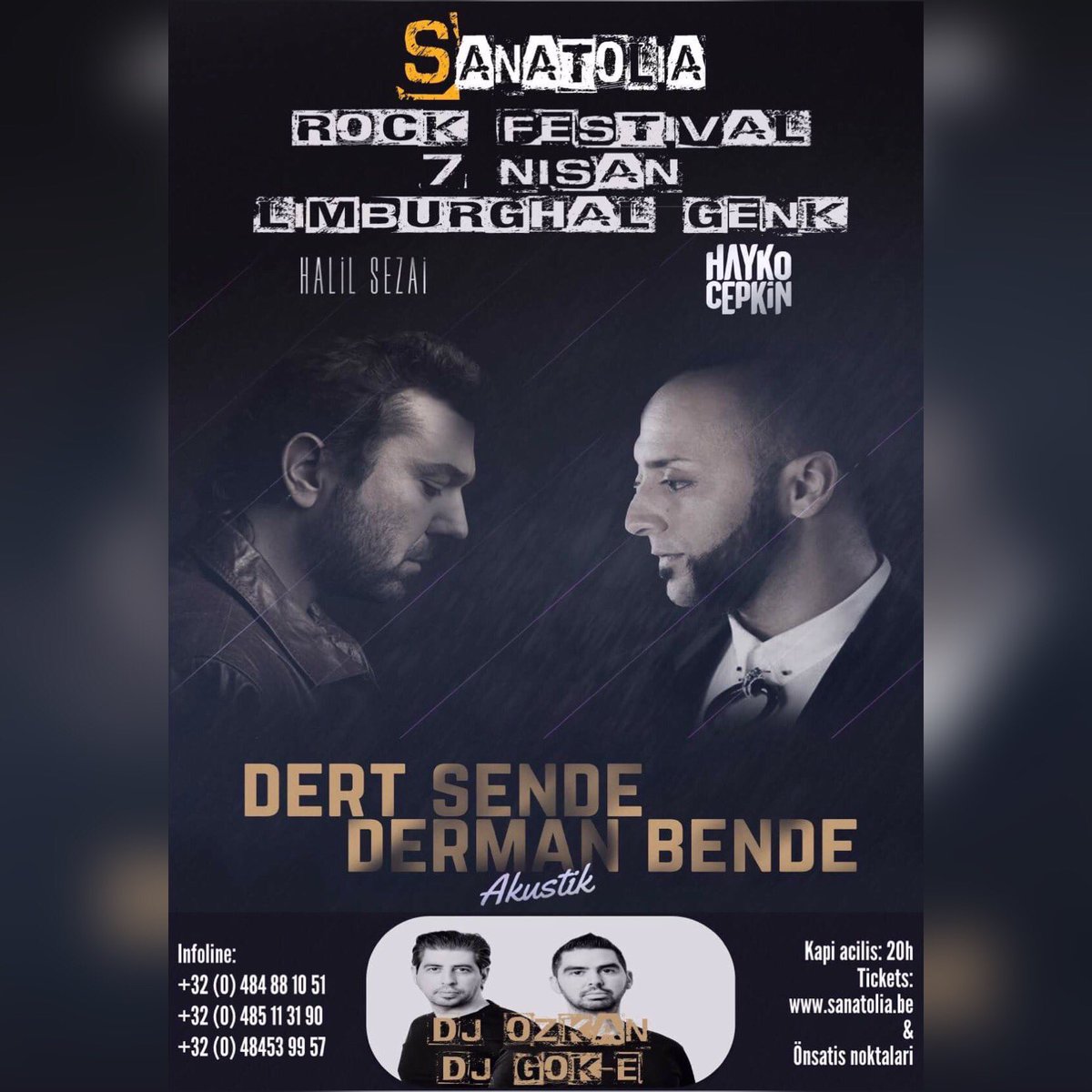 djgoke's tweet photo. Halil Sezai &amp; Hayko Cepkin &amp; Dj Özkan &amp; Gök-E live on stage! 🤘🏻🙌🏻

Bu Cuma 7 Nisan Sanatolia Rockfest @ Limburghal Genk Belçika! 🚀🚀 https://t.co/gJXdapP5DX
