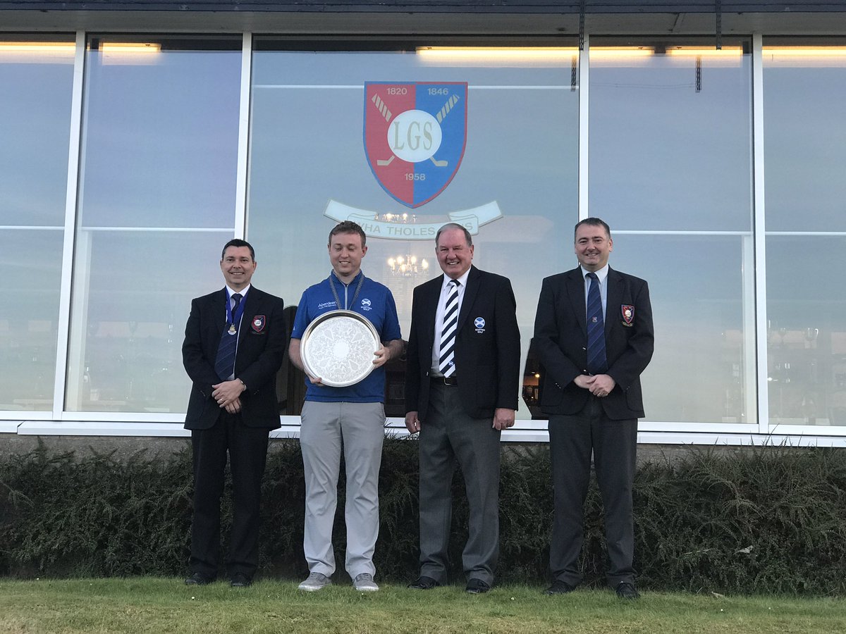 LGS_Leven's tweet photo. L-R LGS Captain Ewan McGregor, Graeme Robertson, Malcolm Mitchell Scottish Golf, Stewart Kirkwood LGS Vice Captain https://t.co/ZYAkUriuUf