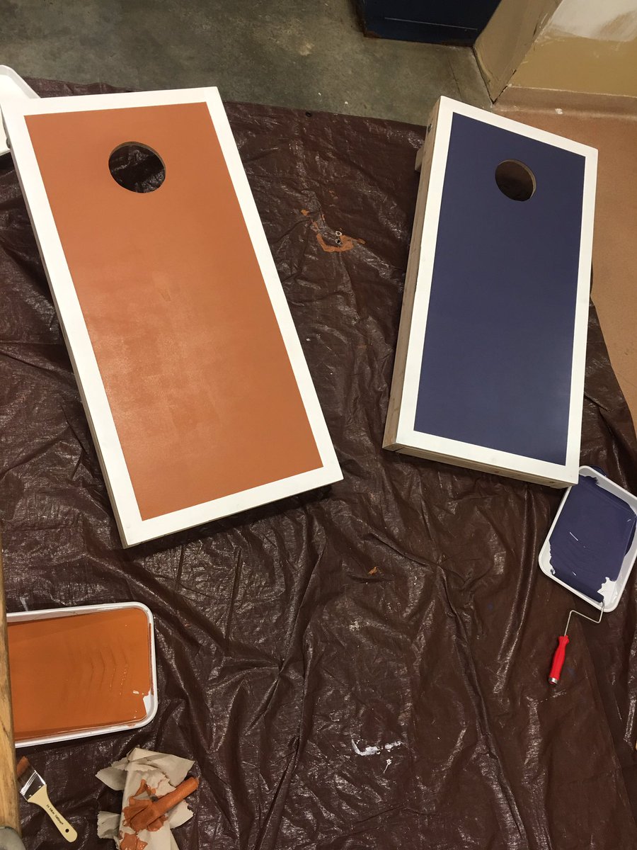 WestConnWLAX's tweet photo. Today's #SundayFunday project involves painting a customized #WestConnWLAX cornhole set #ItAintDone #GetYourHoleOn https://t.co/Ze97P76VRf