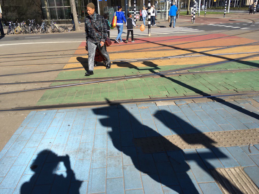Loving the rainbow crossing (and the sunshine!) <a href="/MScFutureCities/">Future Cities</a> #Rotterdam