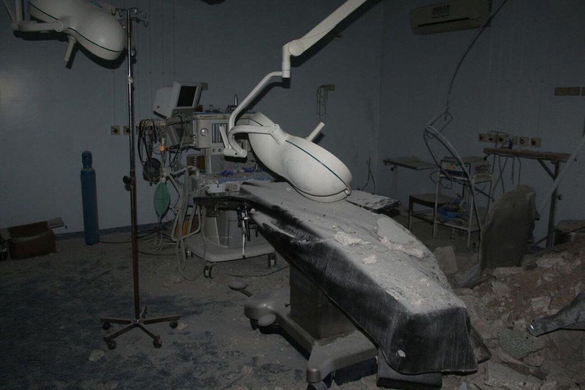 sams_usa's tweet photo. A SAMS-supported hospital in Idlib was hit by 2 airstrikes today. The same hospital that was treating victims of chemical attacks last week. https://t.co/OoPzqCajhZ