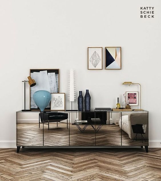 mikeahern_'s tweet photo. When cool gets clever - this mirrored sideboard creates one stylish illusion of additional space in this room! https://t.co/bXYiQx1mgu