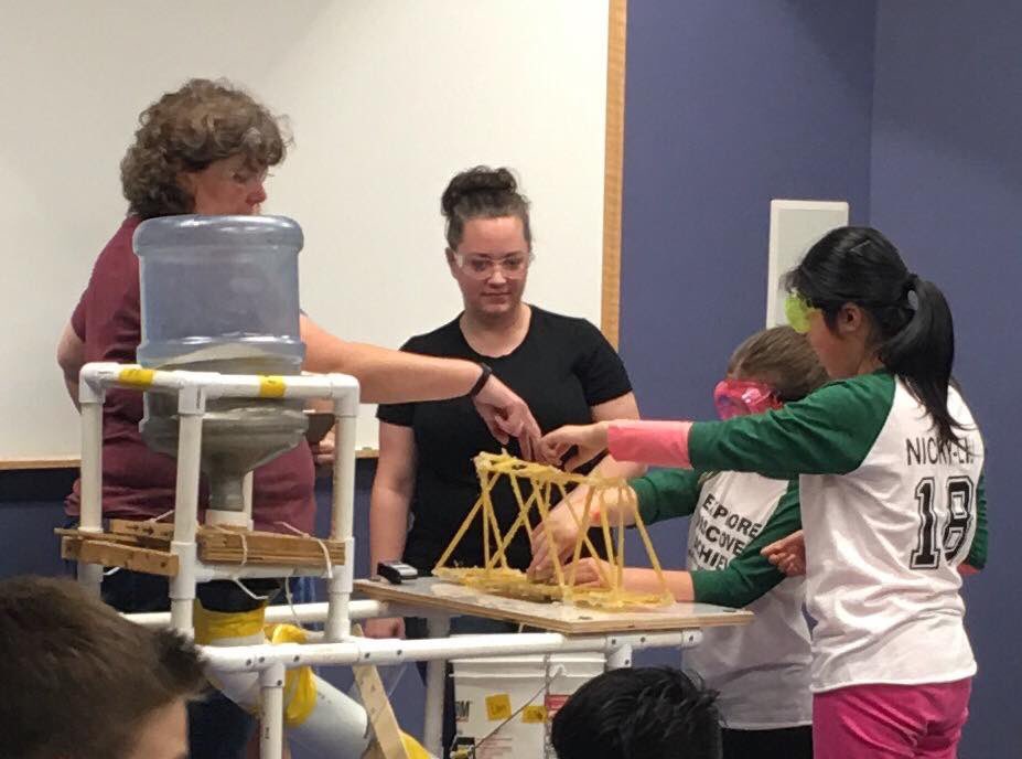 MsLauraWilliams's tweet photo. So proud of these @EMYoderElem scientists and all of their hard work on their #pastabridge. Great job, ladies! #scienceolympiad https://t.co/fiNyOabq3N