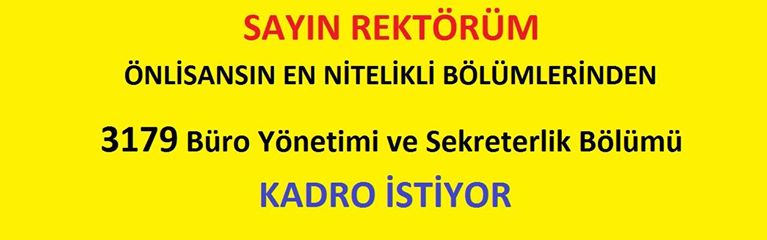 Sayın Rektörüm #3179BüroYönetimiKadroBekliyor
<a href="/profdrErkanibis/">Erkan İbiş</a> çalıştık,hak ettik,hakkımızı talep ediyoruz biz büro personeliyiz