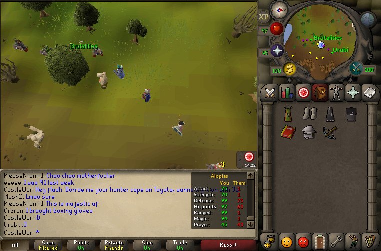 07Tanks's tweet image. Dual 99 Hunter party for two of our Defence Pures!
40Combat Hunter Capes!