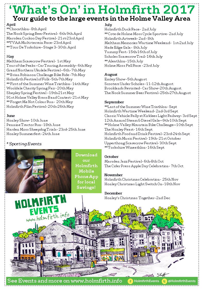 HolmfirthEvents's tweet photo. Look out for out guide to the major events in 2017, out soon in Holmfirth #Holmfirthhour https://t.co/OGjEObrMdk