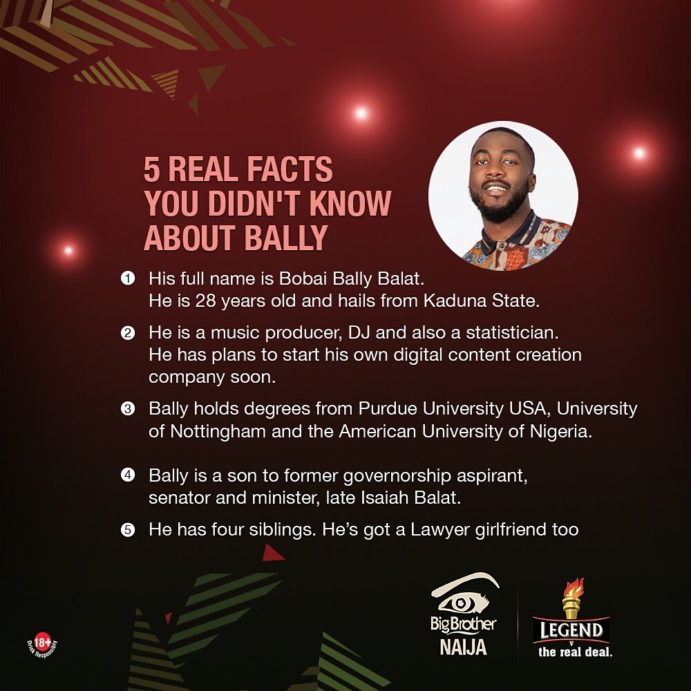 #BBNaija UPDATE; 5 Real facts you never knew about Evicted housemate Bally