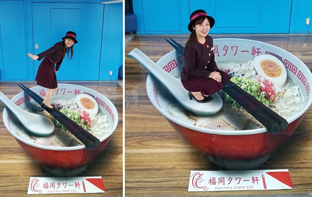 福岡タワー軒 開店！展望室に巨大な博多ラーメンのトリックアートが