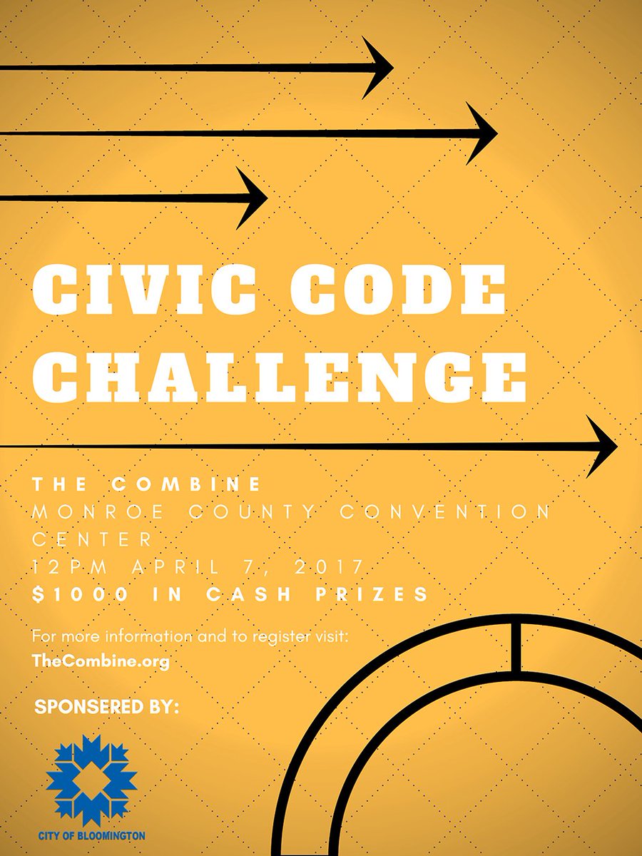 #TheCombine2017 features a Civic Code Challenge sponsored by <a href="/citybloomington/">City of Bloomington, IN</a> &amp; you could share $1K in prize money! bit.ly/BCCC17