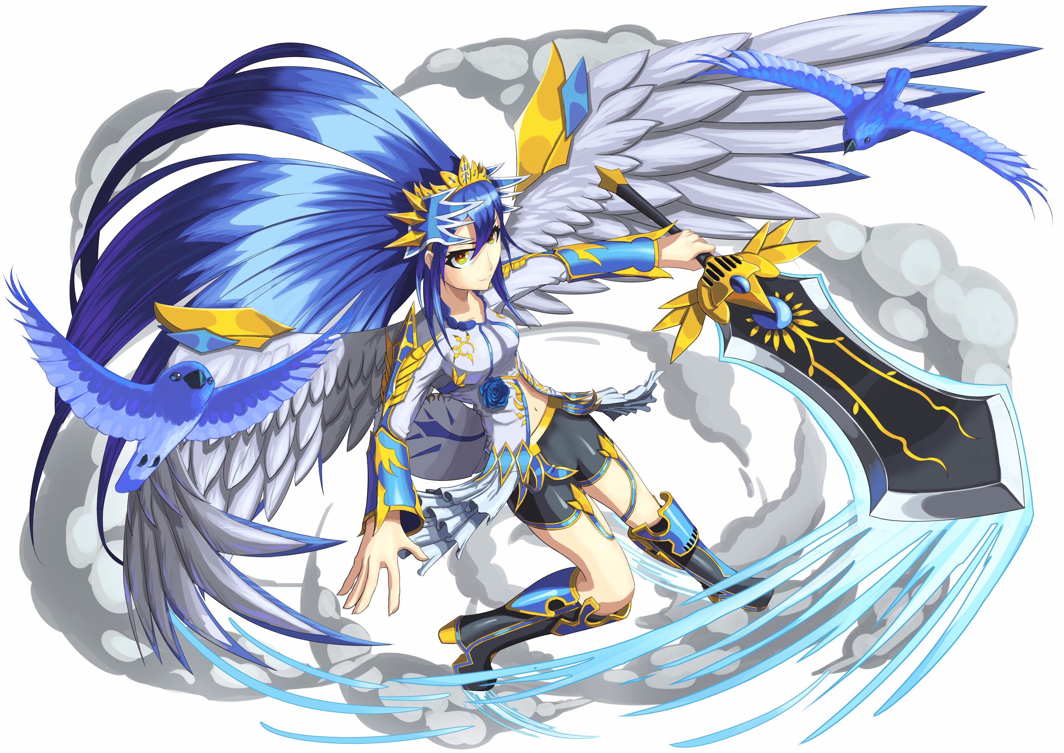 オダジマリョウスケ Twitterissa ソシャゲ風イラストの練習イラスト完成しました パズドラ風の塗りにしました モチーフはお姫様と天使と幸せの青い鳥で まだ若く活動的なお姫様です ミスを発見したの投稿しなおさせていただきます Rtといいね押してくれた方々