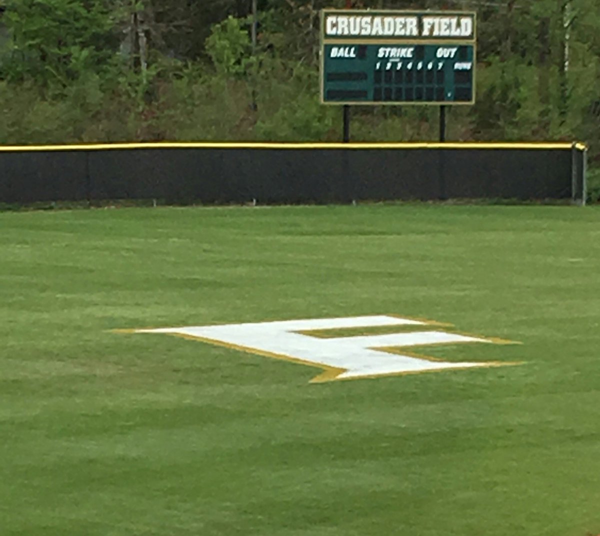 facsbball's tweet photo. Crusaders start District Play  against Northpoint @4:15.
Crusader F logo painted and ready to go for home game tomorrow. https://t.co/jOF4wmJIUg