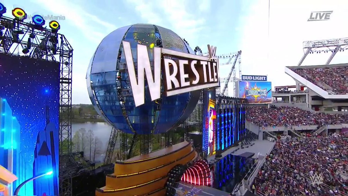 WWEUniverse's tweet photo. "His defining moment happened tonight..." - @JerryLawler on @MojoRawleyWWE as @CWStadium continues to fill up! #WrestleMania https://t.co/haLgiK4R3j