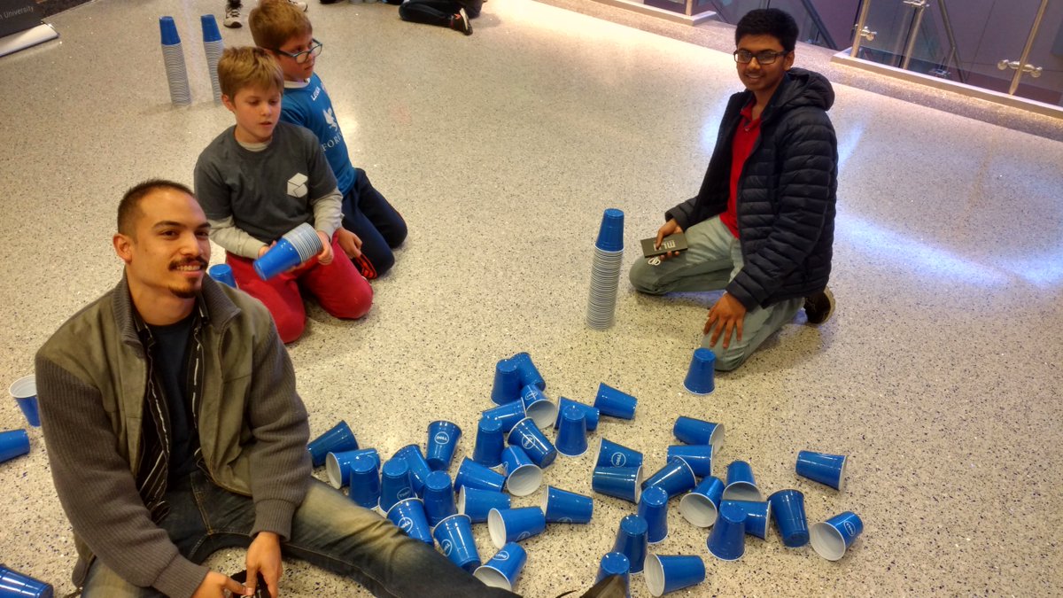MLHacks's tweet photo. We had an amazing round robin cupstacking tournament powered by @Dell and @Windows at #hackkean! https://t.co/BpRV9VZ1C1