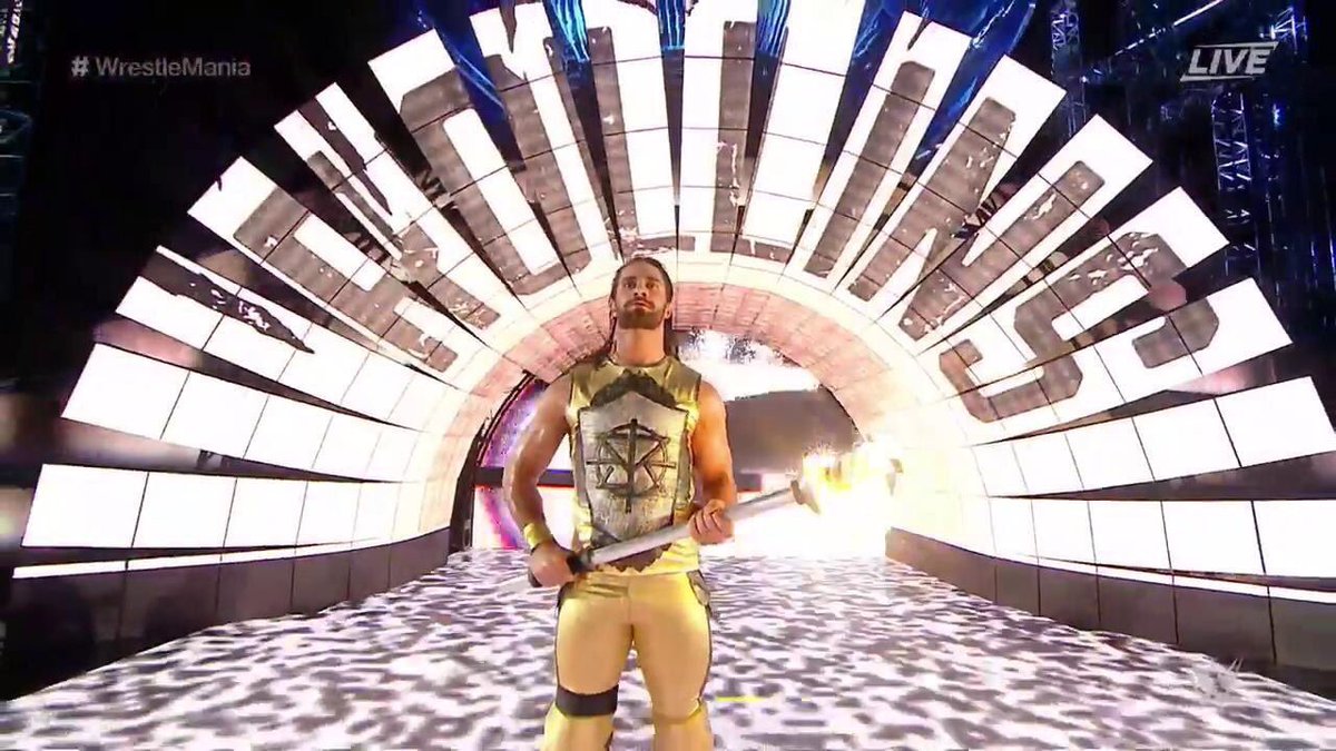 DCzWall's tweet photo. Seth Rollins or a Power Ranger? #Wrestlemania https://t.co/1ZZZ5XcmKB