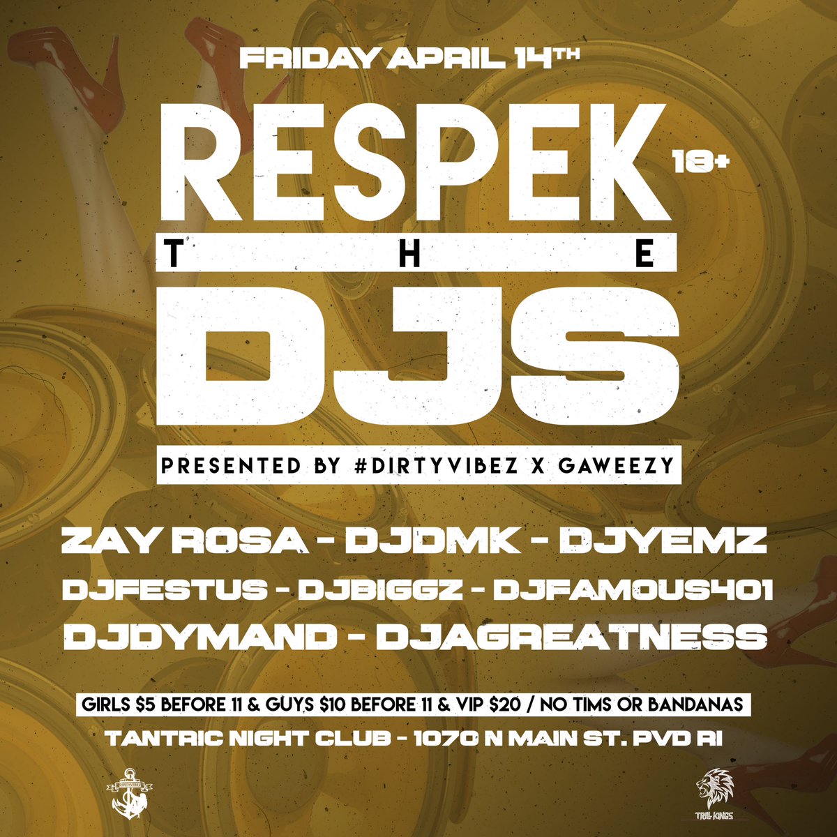 FlyHigh_Ed's tweet photo. #RespkTheDjs
FRIDAY | 4.14.17
β οΈ8 Djs On Set! β οΈ
DirtVibez Very Own DJ @DJAGreatness ++ MORE π£
Pull Up πΎπΎ
#DirtyVibez https://t.co/dwhyMLEYtM