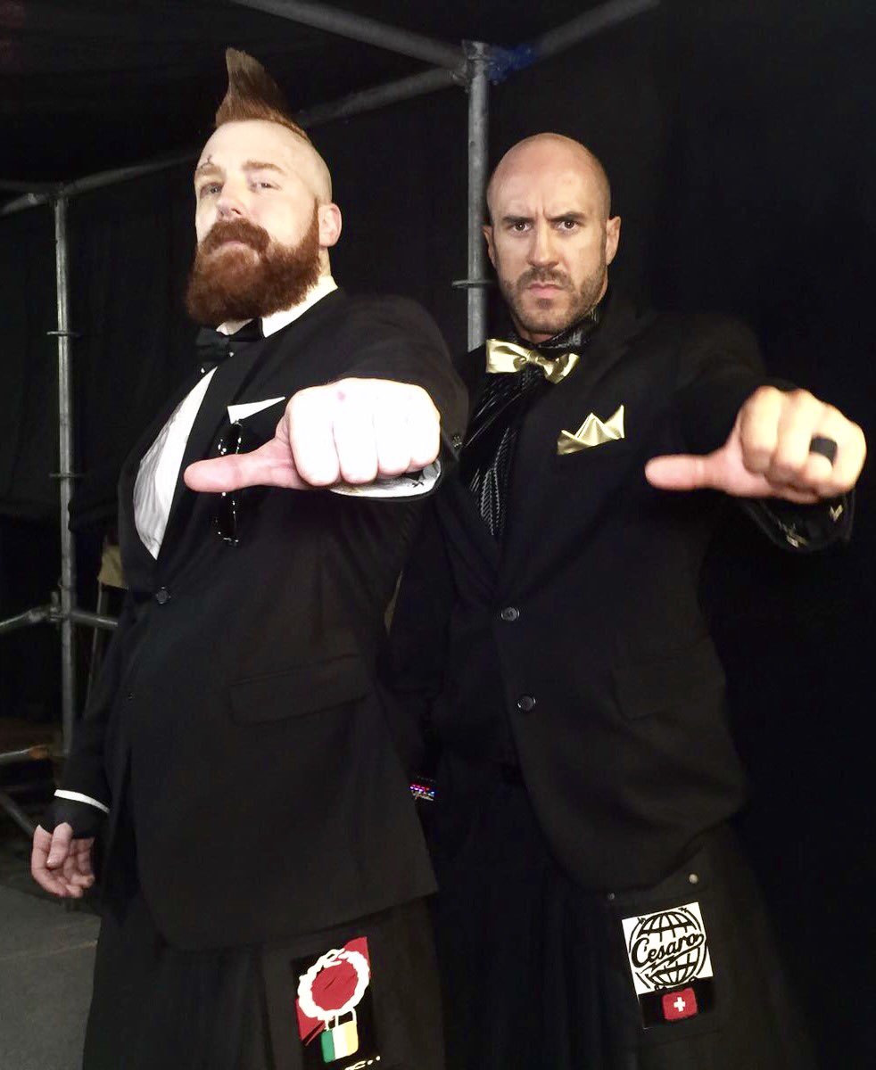 SFarrellyPro's tweet photo. Here come the Bond Brothers... #00Swiss &amp; #00Fella. #Wrestlemania ARE YOU READY?!? https://t.co/mR9B4zTB4b