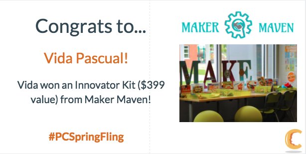 PledgeCents's tweet image. Congratulations to Vida Pascual for winning a @maker_maven Innovator Kit in our latest contest, #PCSpringFling! #edchat #teaching #edtech