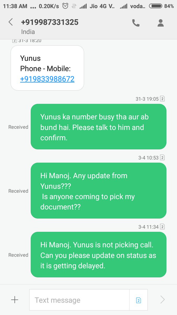 suntu23's tweet photo. @HDFCBank_Cares Interaction with your field executive. I don't thik he is interested in replying to me anymore. https://t.co/Ve65tUoOLn