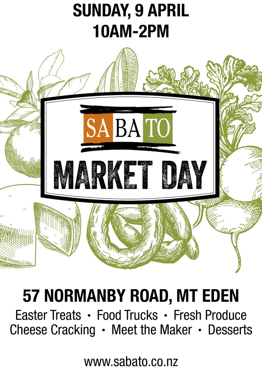 Our next Market Day is this Sunday, 9 April from 10am-2pm. Join us for food trucks, Parmigiano Reggiano cracking, Easter treats and more!