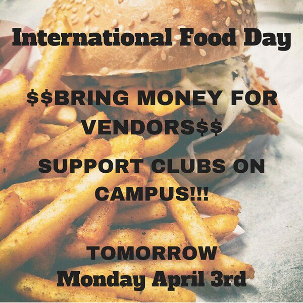 SangerHigh2018's tweet photo. tomorrow is international food day! support your clubs on campus!😋🔴🔵 https://t.co/rpOFTh5Sgm