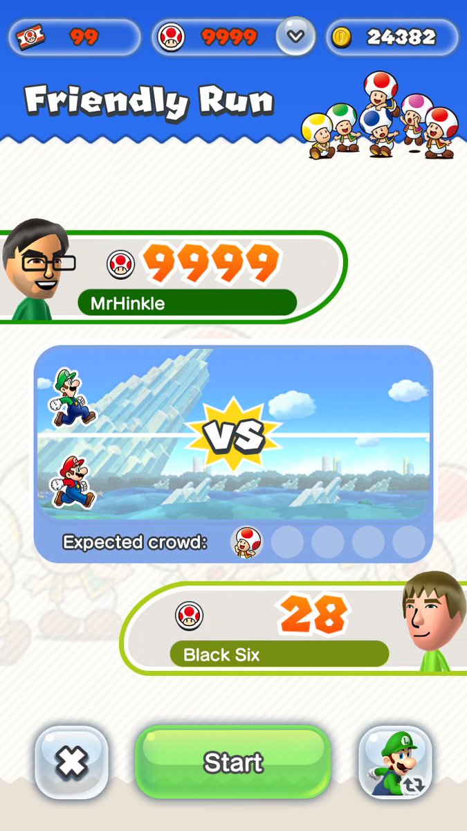 MrKevinHinkle's tweet photo. Welcome to #SuperMarioRun @Black_Six! Thanks for the toads! #Nintendo #ToadRally #MobileGaming #Winning https://t.co/dTvra1EocZ