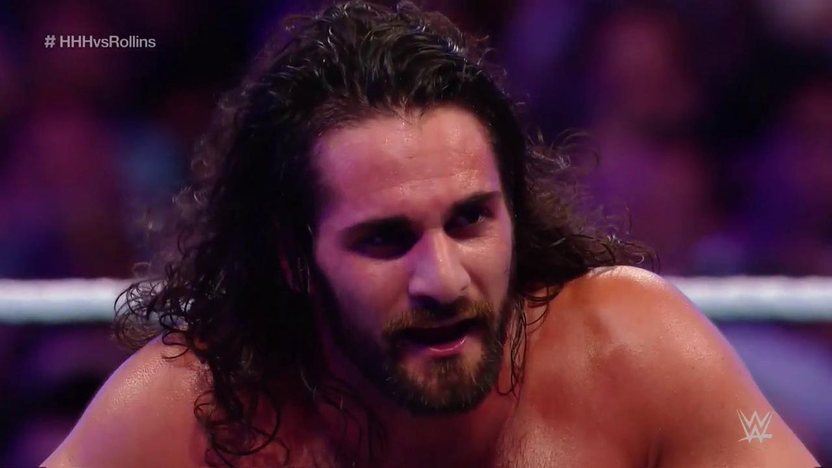 WrestleMania's tweet photo. "@TripleH's kingdom is burning, and @WWERollins is holding the torch!" - @WWEGraves #WrestleMania #HHHvsRollins https://t.co/dhsYv1N8uW