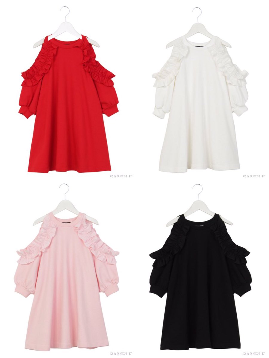 Onespo 心斎橋店 Re Arrival 肩あきフリルワンピ Pink Black White Red 7 452 完売色続出のワンピース やっと全色揃いました この機会に是非ゲットして下さいね Onespo
