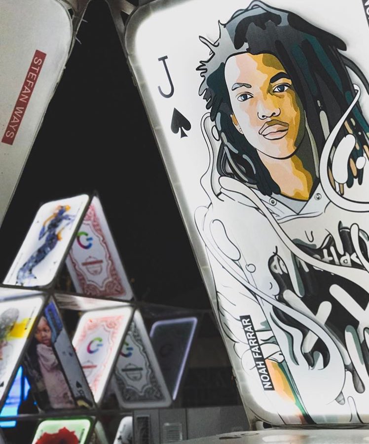 LightCityBmore's tweet photo. Baltimore artists are front and center on House of Cards by OGE Group presented by @DowntownBalt and @PNCBank. #LightCity https://t.co/BFyFCPU7Ee