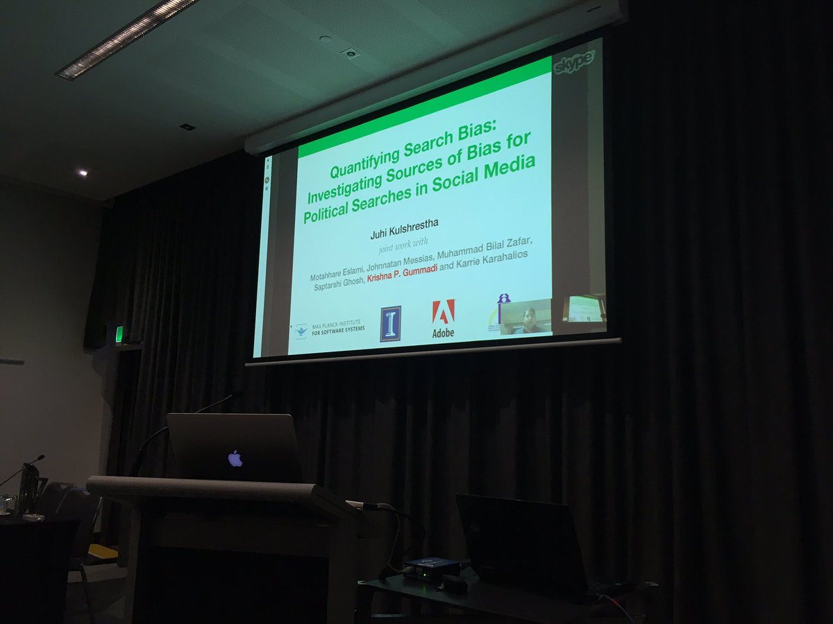 snow_workshop's tweet photo. Second #snow2017 keynote by Krishna Gummadi @kgummadi on quantifying search bias on social media #WWW2017 https://t.co/aZ37OAu1et