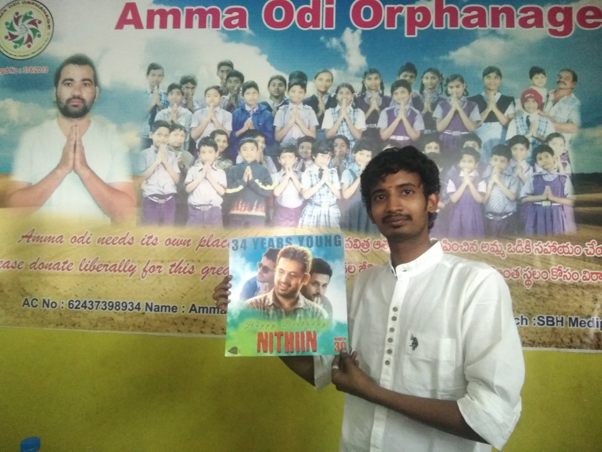 ImMinnuNetha's tweet photo. @actor_nithiin full hpy n enjoyed ur #brthdy anna.vry special wishes from #Ammaodiorganization https://t.co/PDCjz72yTG