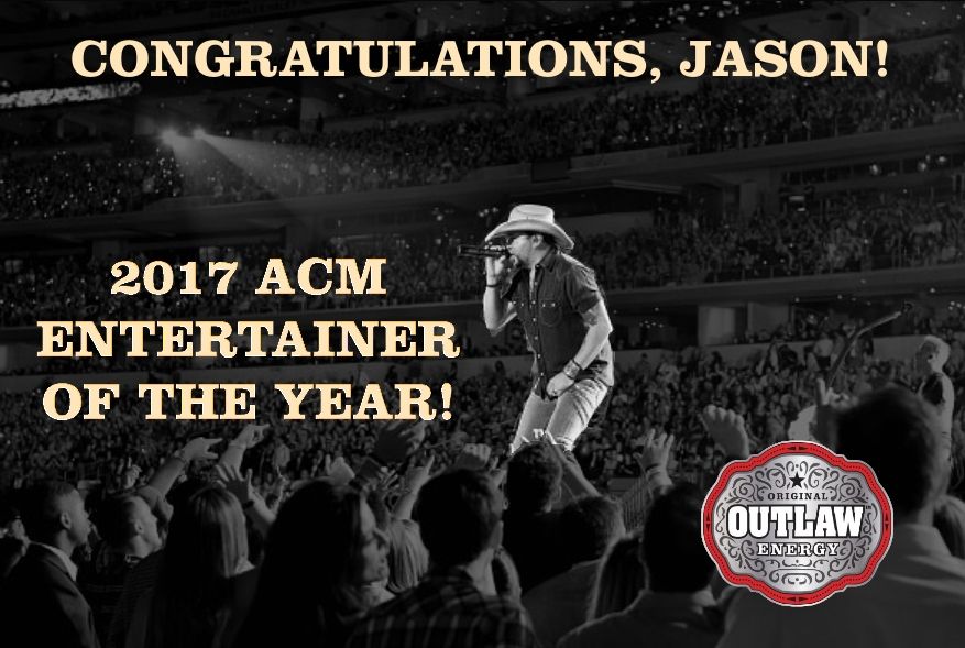 OutlawEnergy's tweet photo. Congraulations to @Jason_Aldean for winning the big one at the ACM Awards - 2017 ACM Entertainer of the Year! #ACMAwards #liveyourcode https://t.co/h8bOkMSBVr