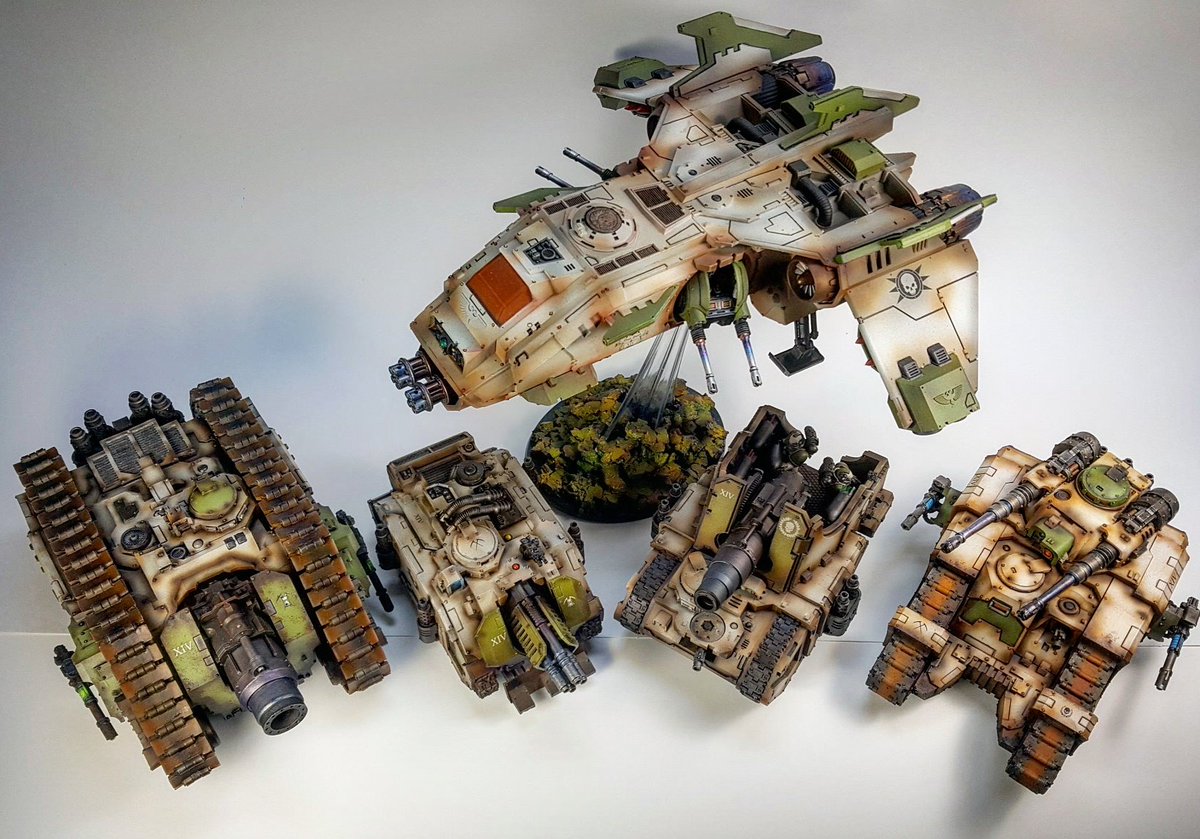 Deathguardman's tweet image. Death guard Typhon, Laser Destroyer, Medusa, Sicaran and Fireraptor.