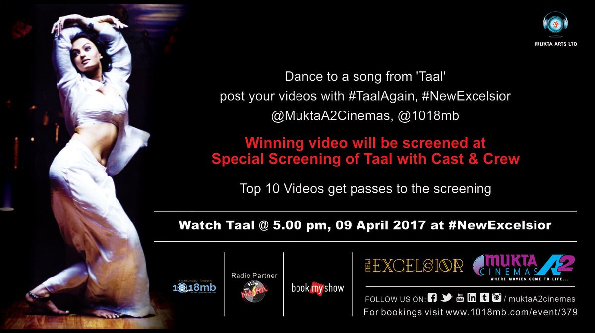 MuktaA2Cinemas's tweet photo. Participate in the #TaalAgain contest and win free tickets to the screening on #9thApril! at 5:00pm https://t.co/IL1H9leYRQ