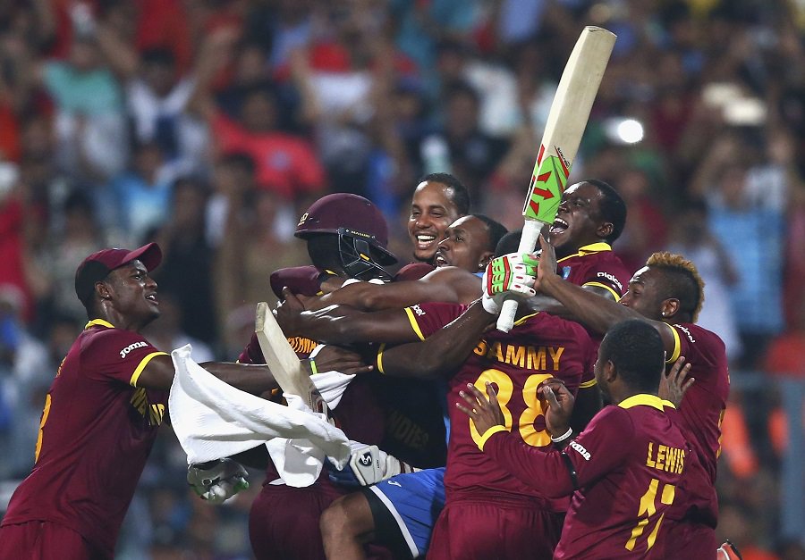 WT20official's tweet photo. #OnThisDay a year ago, a stunning end to the World T20 final in Kolkata, with Carlos Brathwaite hitting 6, 6, 6, 6. https://t.co/tUlc1GSssg