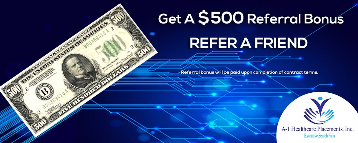 A1HCPlacements's tweet photo. Looking to generate additional income? Refer someone to A-1 Healthcare Placements.Refer a friend now! https://t.co/UGE0Q1ucfg #refer https://t.co/w9T5E7QMdr