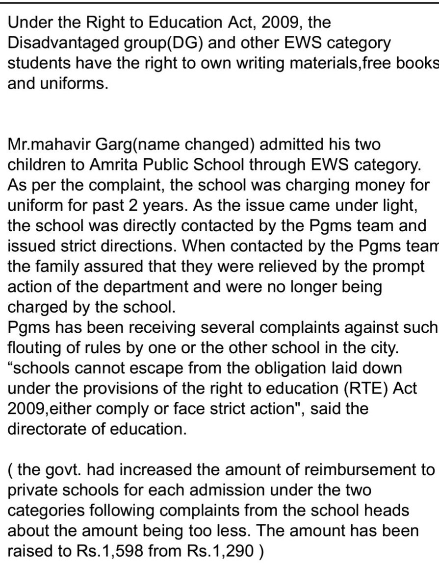 CMO_PGMS's tweet photo. The PGMS hs acted on many of such Violations of RTE Act,Evry Student admitted under EWS category hs a Right to free Study material n Uniform https://t.co/AdqgDxSPTw