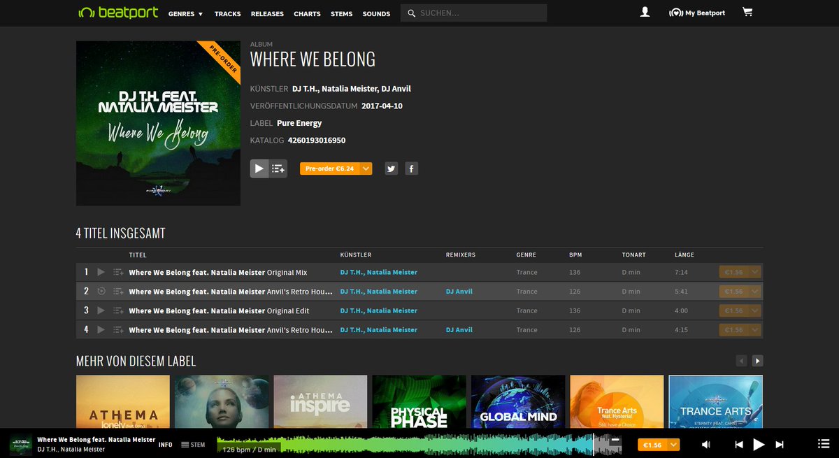 djanvil's tweet photo. Exclusive Release on @beatport : DJ T.H. feat. Natalia Meister - Where We Belong incl. Anvil's Retro House Remix https://t.co/1O3uOa2dJq