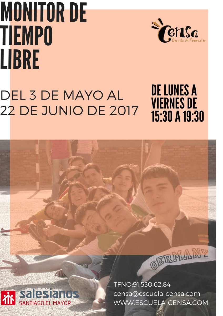 ESCUELA_CENSA's tweet photo. Nuevo Curso de Monitor de Tiempo Libre para antes del verano¡¡¡ https://t.co/0ieJ3jzgLo