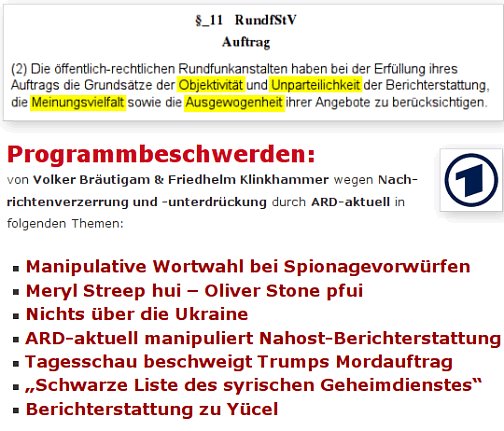 propagandaschau's tweet photo. #ARD🤥 – #Programmbeschwerden 8/2017
-manipulatives Wording
-Streep vs Stone
-Ukraine
-Nahost
-Trump
-Syrien
-Yücel
☞https://t.co/BtvQwxleV4 https://t.co/yZ6auCeKLf