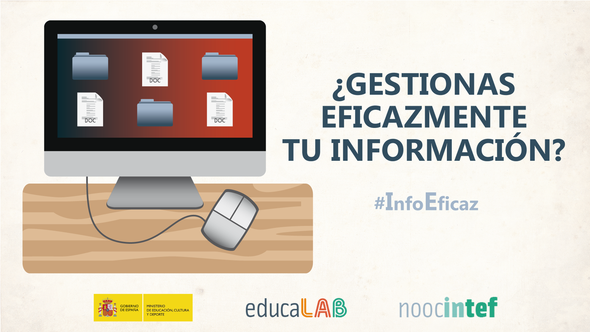 educaINTEF's tweet photo. ¿Gestionas eficazmente tu información?Consíguelo con el #NOOC #InfoEficaz https://t.co/WpIKVqoB65 Incio: 17/04 https://t.co/xIuuCjJdSU https://t.co/3pBAki38iz