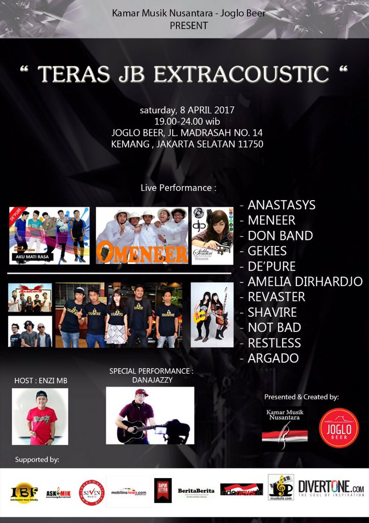 JogloBeerCafe's tweet photo. TERAS JB EXTRACOUSTIC
Sabtu 8 April 2017 Start 19.00wib di JOGLO BEER KEMANG - Info 081298332820
Diorganisir oleh KMN &amp; Joglo Beer! https://t.co/TZSuxHHe8e